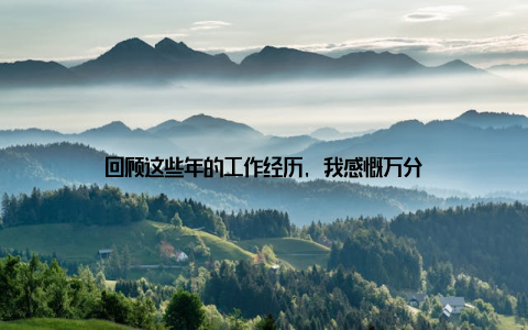 回顾这些年的工作经历, 我感慨万分