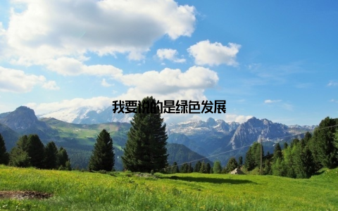 我要说的是绿色发展
