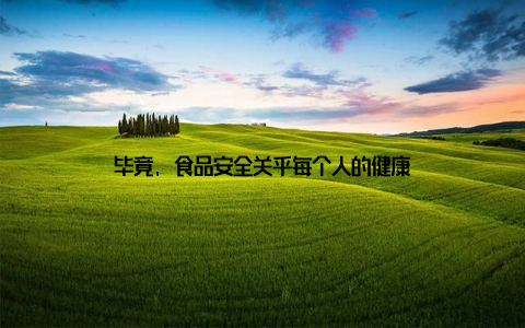 毕竟, 食品安全关乎每个人的健康