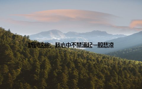 听到这些, 我心中不禁涌起一股悲凉