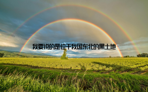 我要说的是位于我国东北的黑土地