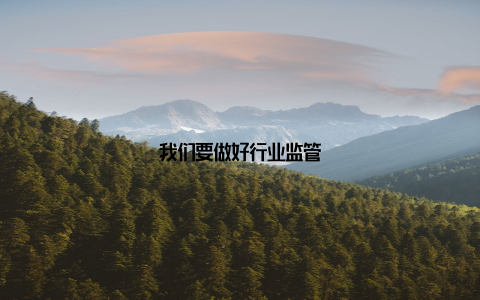 我们要做好行业监管